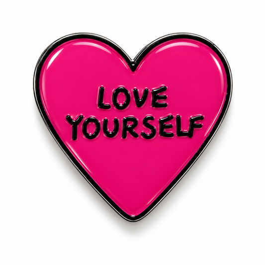 Love Yourself Heart Metal Sticker on white background