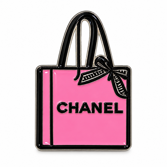 Pink Chanel Shopping Bag Metal Sticker MS-245 on white background