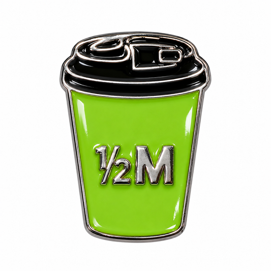 Green Takeaway Coffee Cup Metal Sticker on a white background