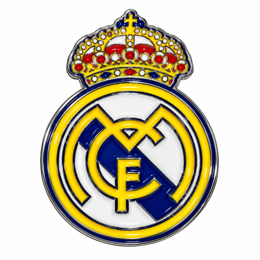 Real Madrid Crest Metal Sticker on a white background