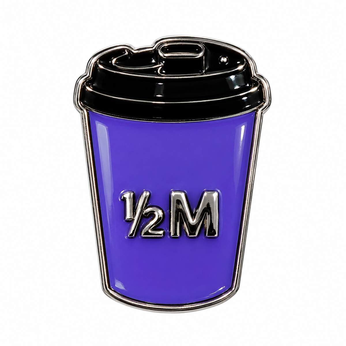 Purple Takeaway Coffee Cup Metal Sticker on a white background