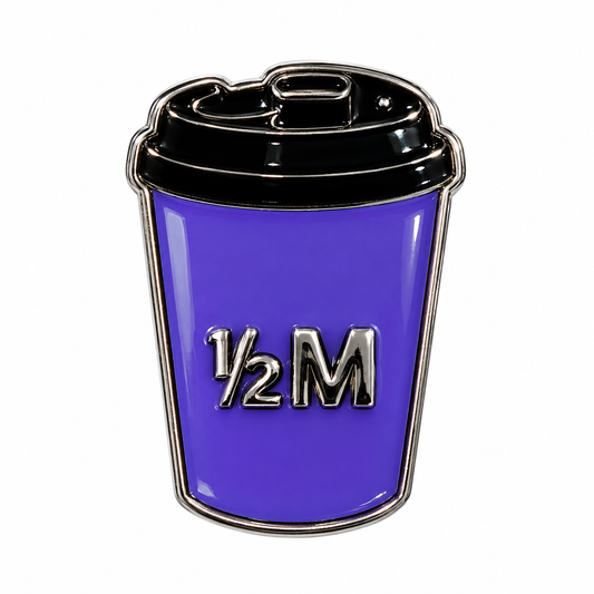 Purple Takeaway Coffee Cup Metal Sticker on a white background