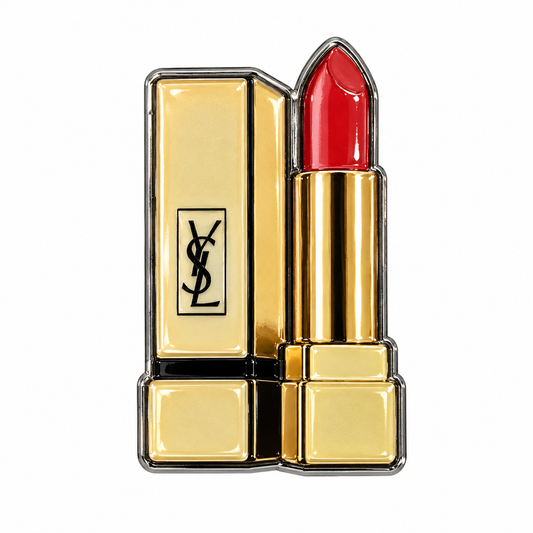 Gold YSL Lipstick Metal Sticker on a white background