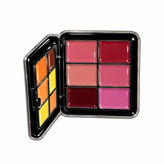 Pink Makeup Palette Metal Sticker on a white background