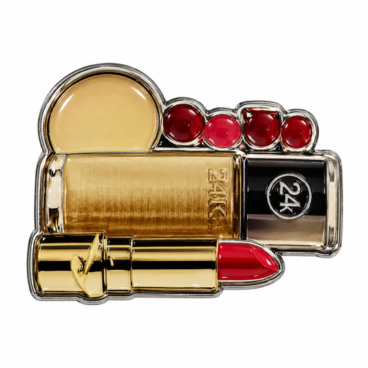 Gold 24K Makeup Set Metal Sticker on a white background