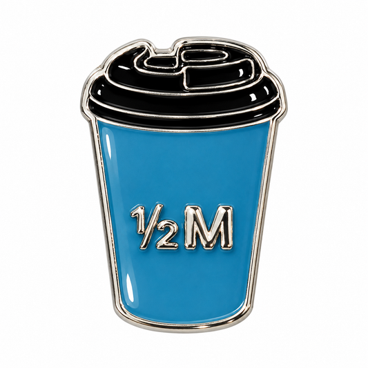 Blue Takeaway Coffee Cup Metal Sticker on a white background
