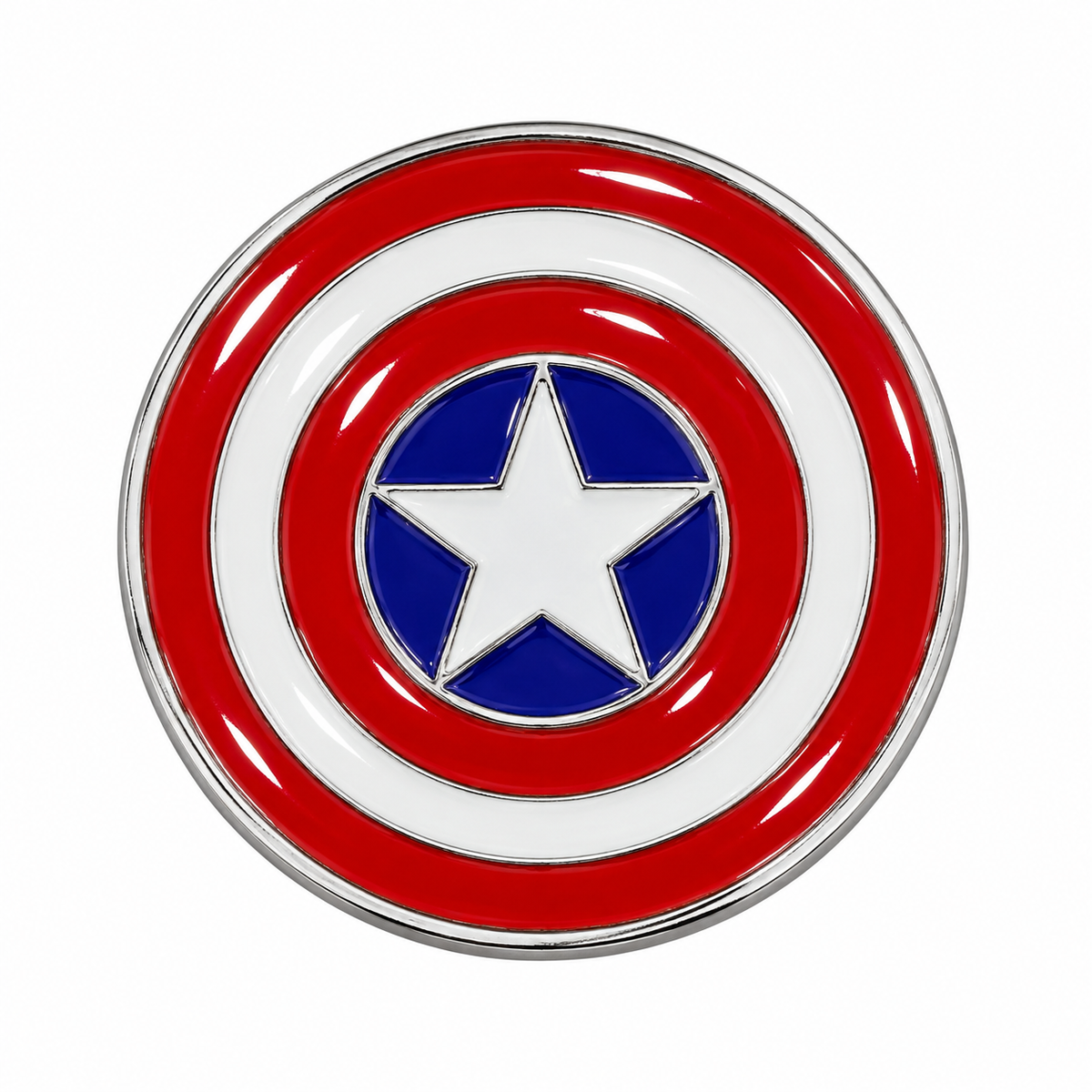Captain America Shield Metal Sticker on a white background