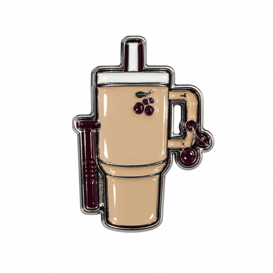 Beige Handled Tumbler Metal Sticker on a white background