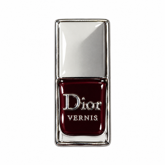 Burgundy Dior Nail Polish Metal Sticker on a white background