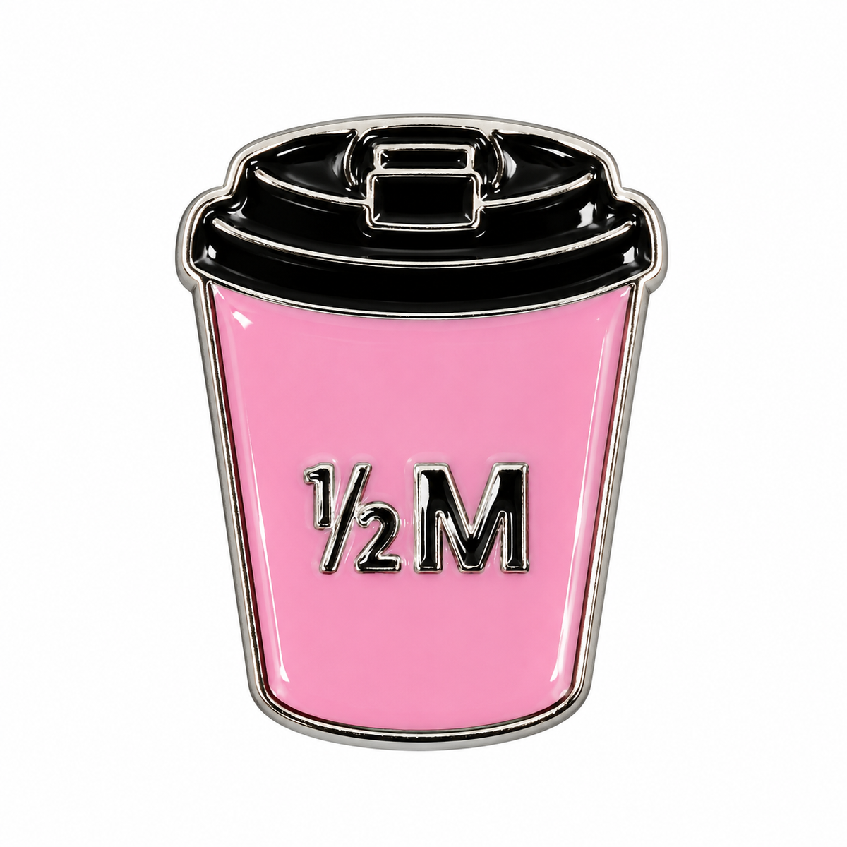 Pink Takeaway Coffee Cup Metal Sticker on a white background