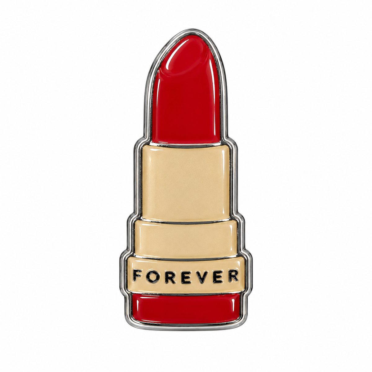 Gold Forever Lipstick Metal Sticker on a white background