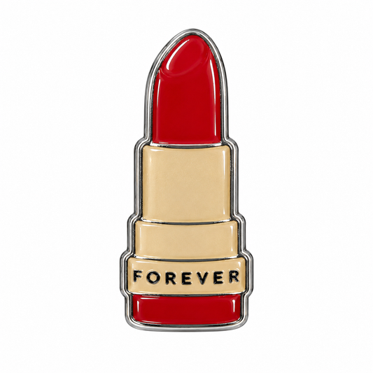 Gold Forever Lipstick Metal Sticker on a white background