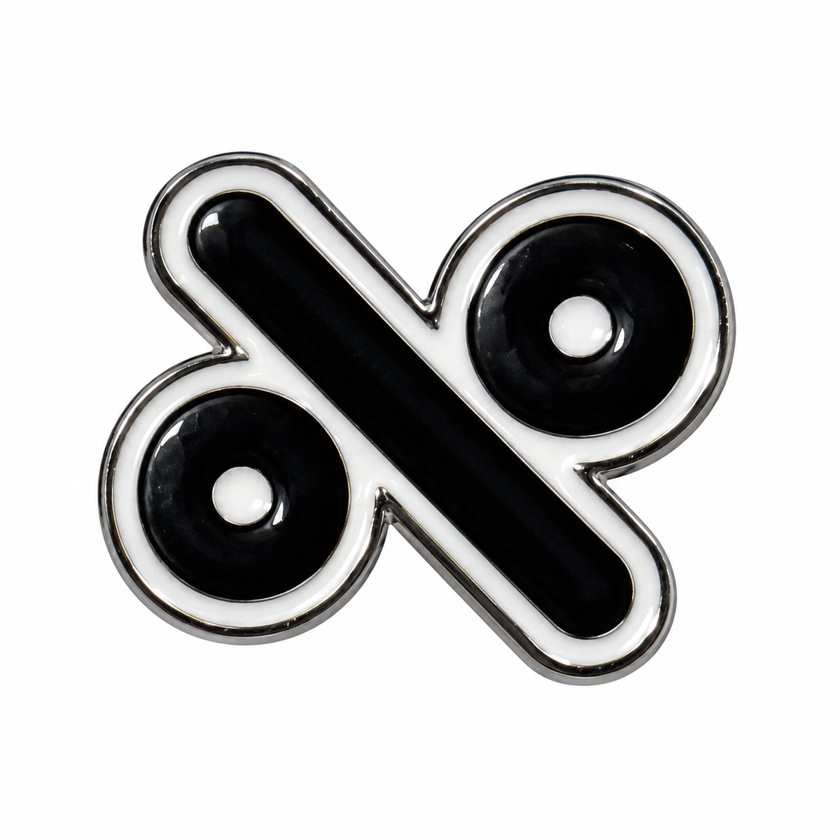 Black Percent Sign Metal Sticker on a white background