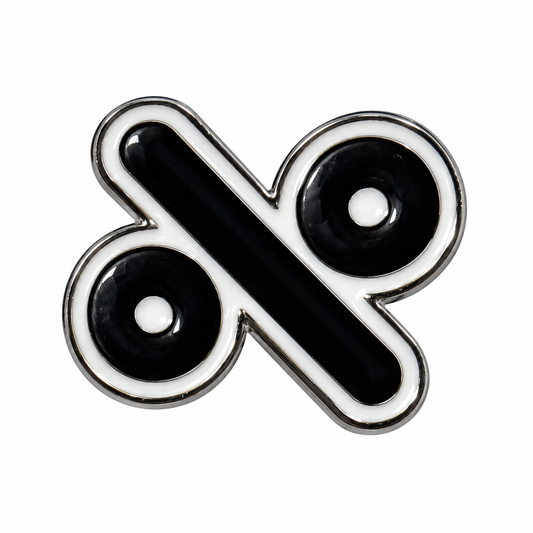 Black Percent Sign Metal Sticker on a white background