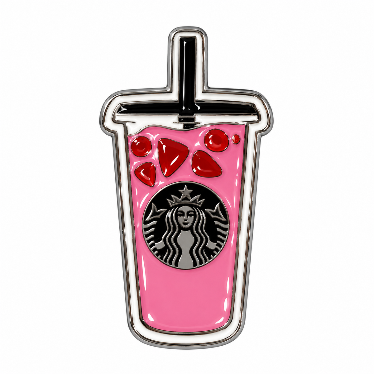Pink Starbucks Cold Cup Metal Sticker on a white background