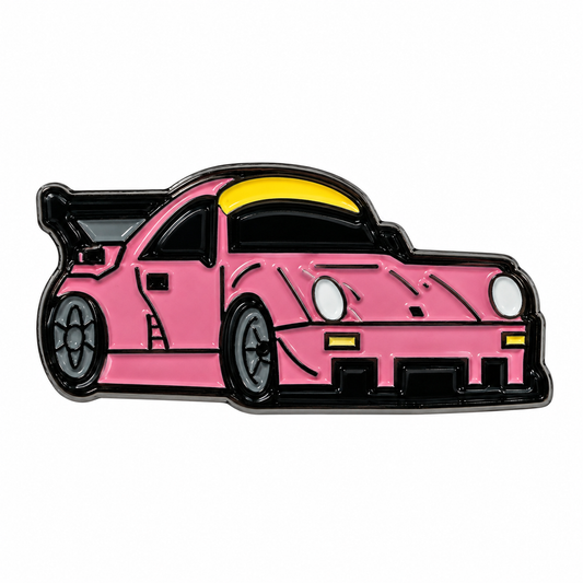 Pink Sports Car - Front View Metal Sticker