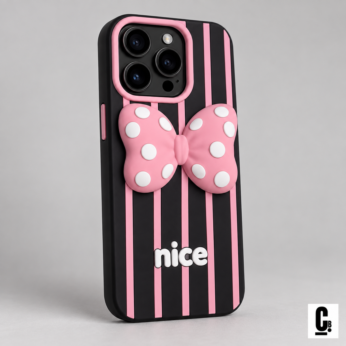 Black and pink Bow Nice Soft iPhone case