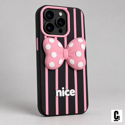 Black and pink Bow Nice Soft iPhone case