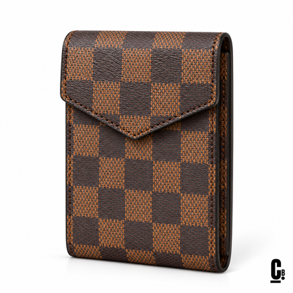Checkmate Wallet – Brown – angled studio view