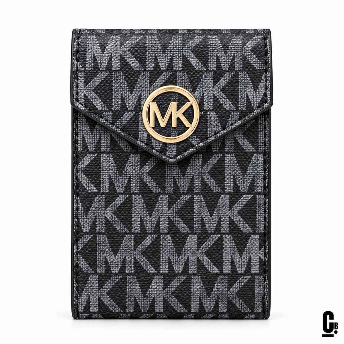 Circle Monogram Wallet – Black – front studio view