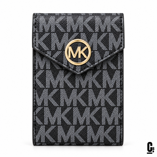 Circle Monogram Wallet – Black – front studio view