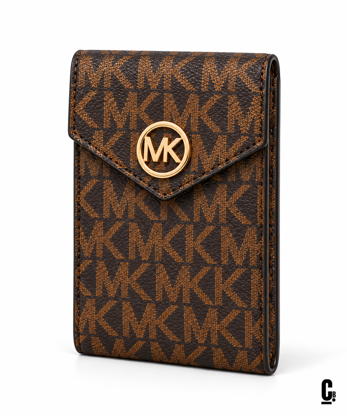 Circle Monogram Wallet – Brown – angled studio view