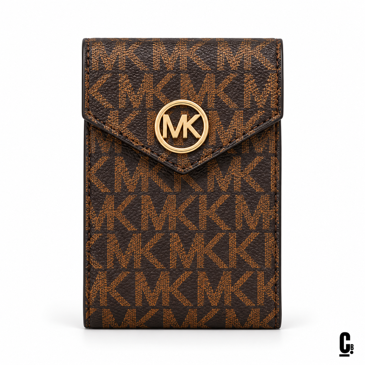 Circle Monogram Wallet – Brown – front studio view