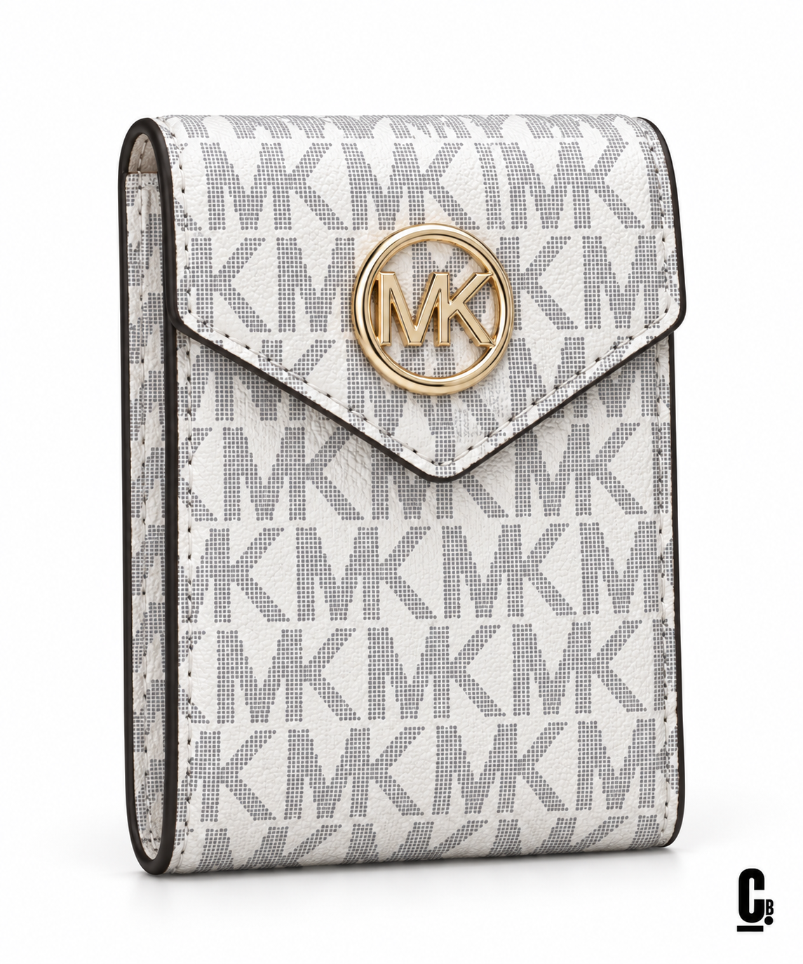 Circle Monogram Wallet – White – angled studio view