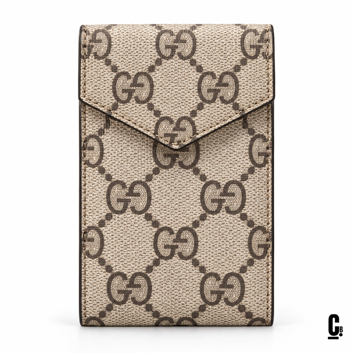 Interlock Monogram Wallet – Beige – front studio view