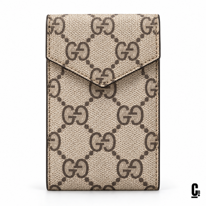 Interlock Monogram Wallet – Beige – front studio view