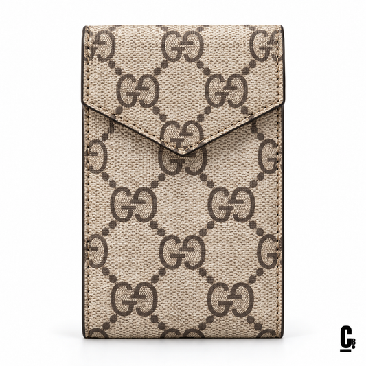 Interlock Monogram Wallet – Beige – front studio view