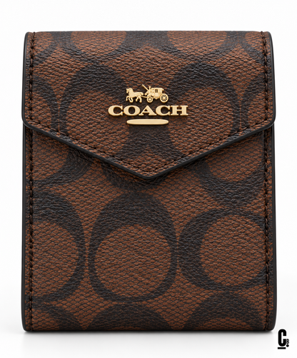 Loop Signature Wallet – Brown – flap and texture detail studio view