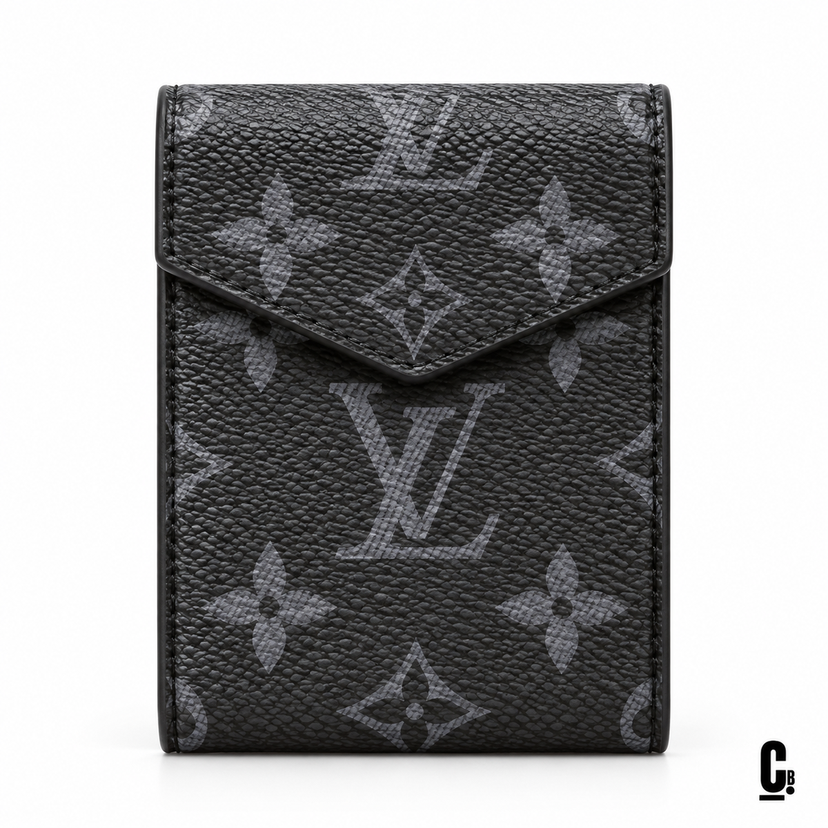 Shadow Monogram Wallet – Charcoal – front studio view
