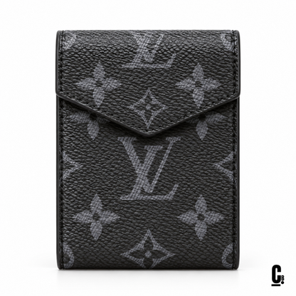 Shadow Monogram Wallet – Charcoal – front studio view