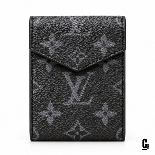 Shadow Monogram Wallet – Charcoal – front studio view