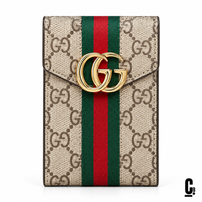 Signature Stripe Wallet – Beige – front studio view