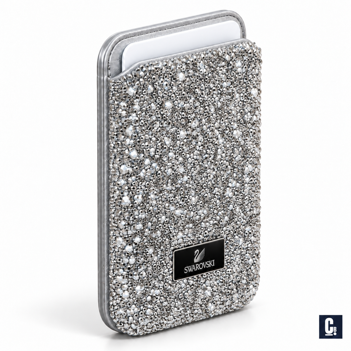 Aurora Crystal MagSafe Wallet — Silver | CB Studio | color=silver | view=angle