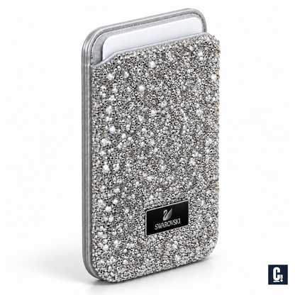 Aurora Crystal MagSafe Wallet — Silver | CB Studio | color=silver | view=angle