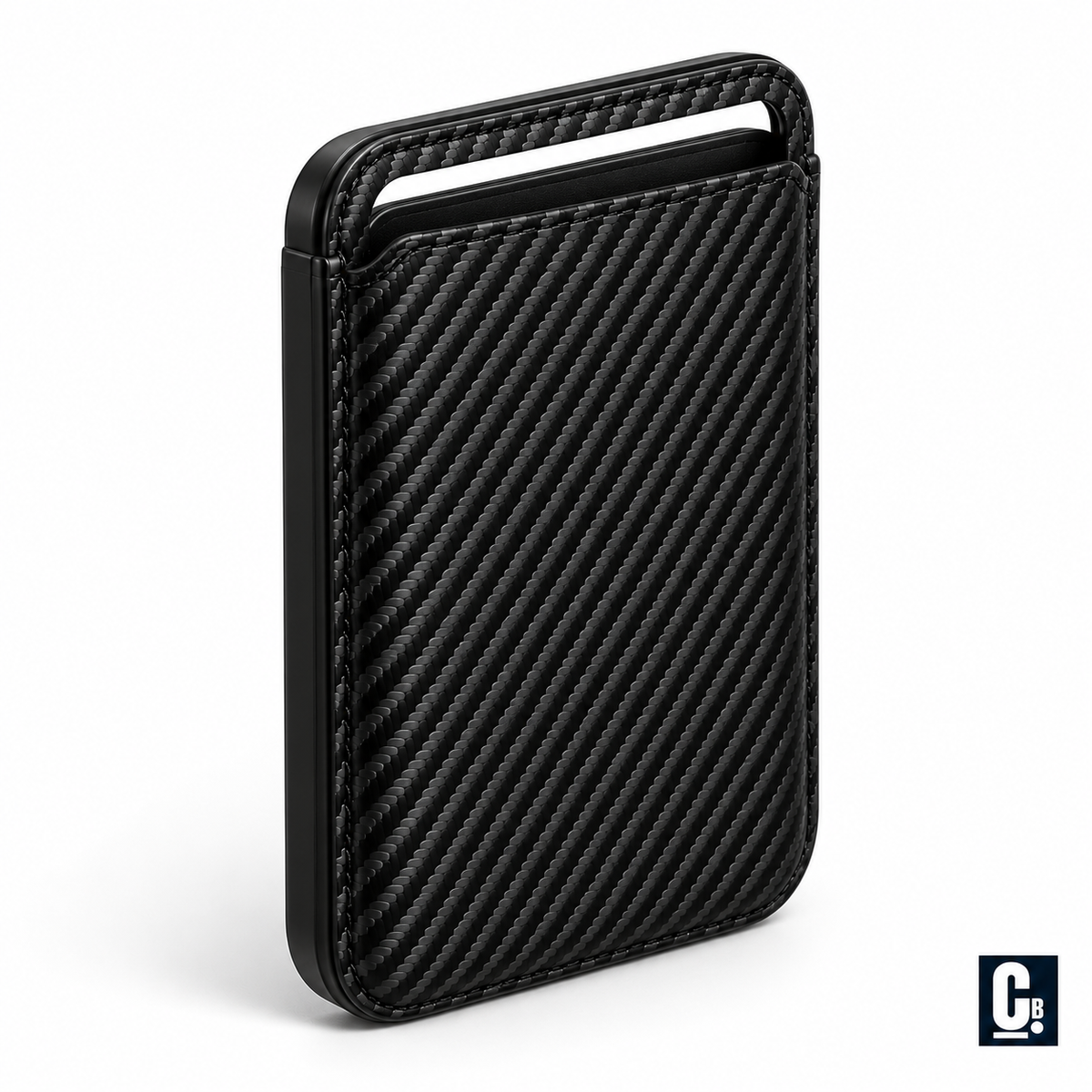 Carbon Weave MagSafe Wallet — Black | CB Studio | color=black | view=angle