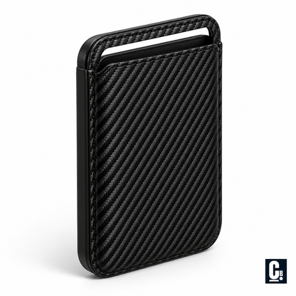 Carbon Weave MagSafe Wallet — Black | CB Studio | color=black | view=angle
