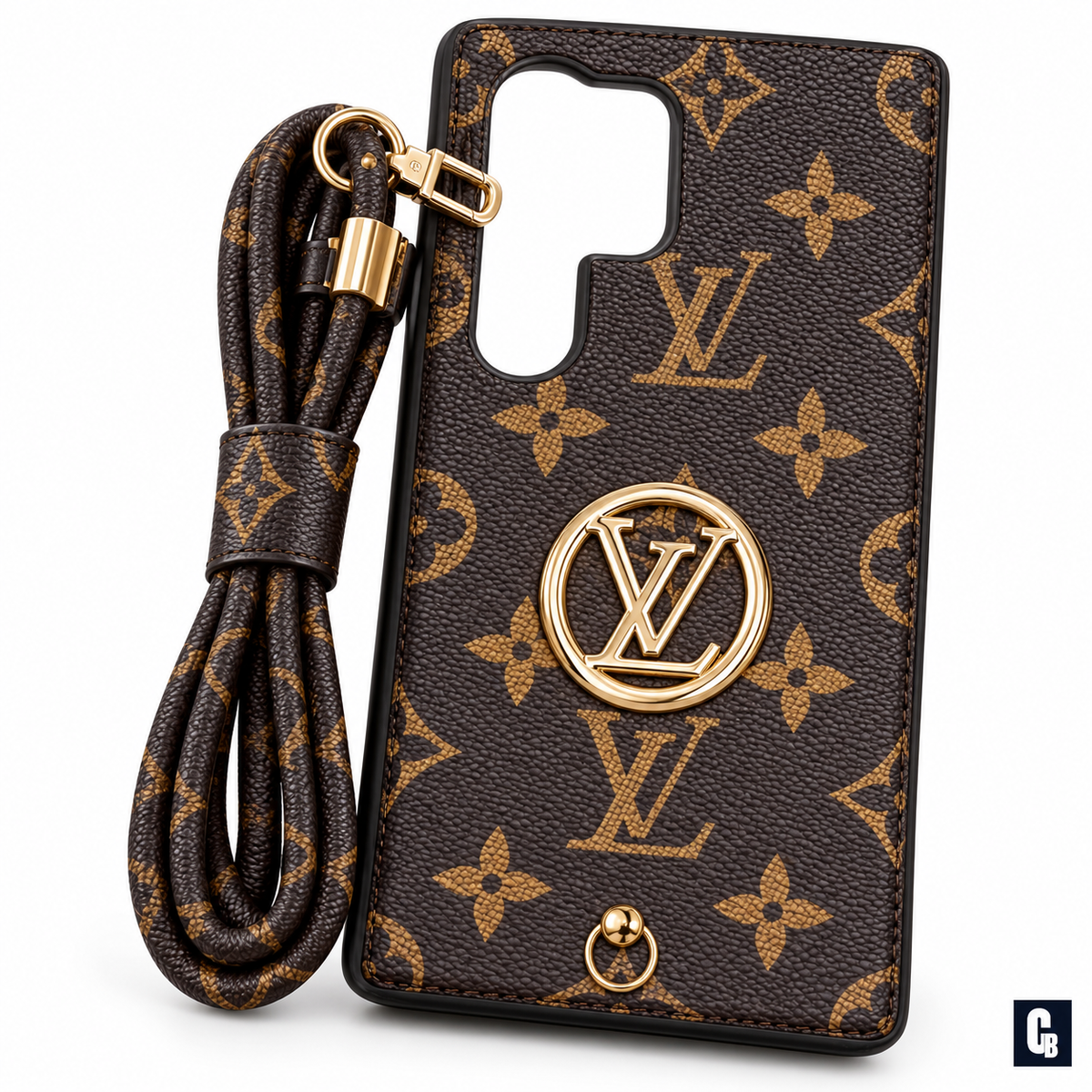 Crest Monogram Lanyard Case — Brown | CB Studio | color=brown | view=detail