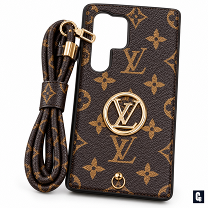 Crest Monogram Lanyard Case — Brown | CB Studio | color=brown | view=detail