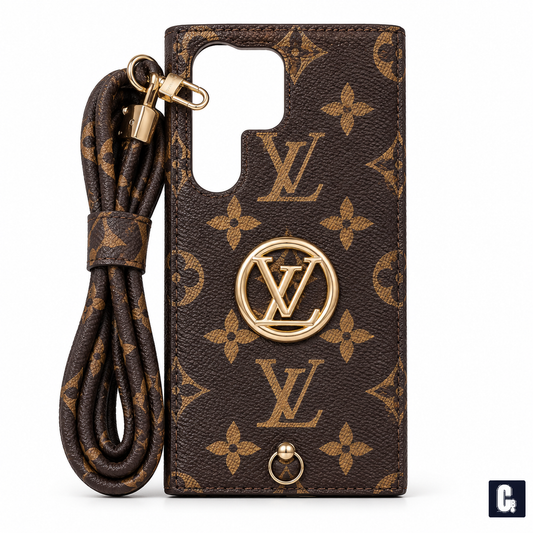 Crest Monogram Lanyard Case — Brown | CB Studio | color=brown | view=front
