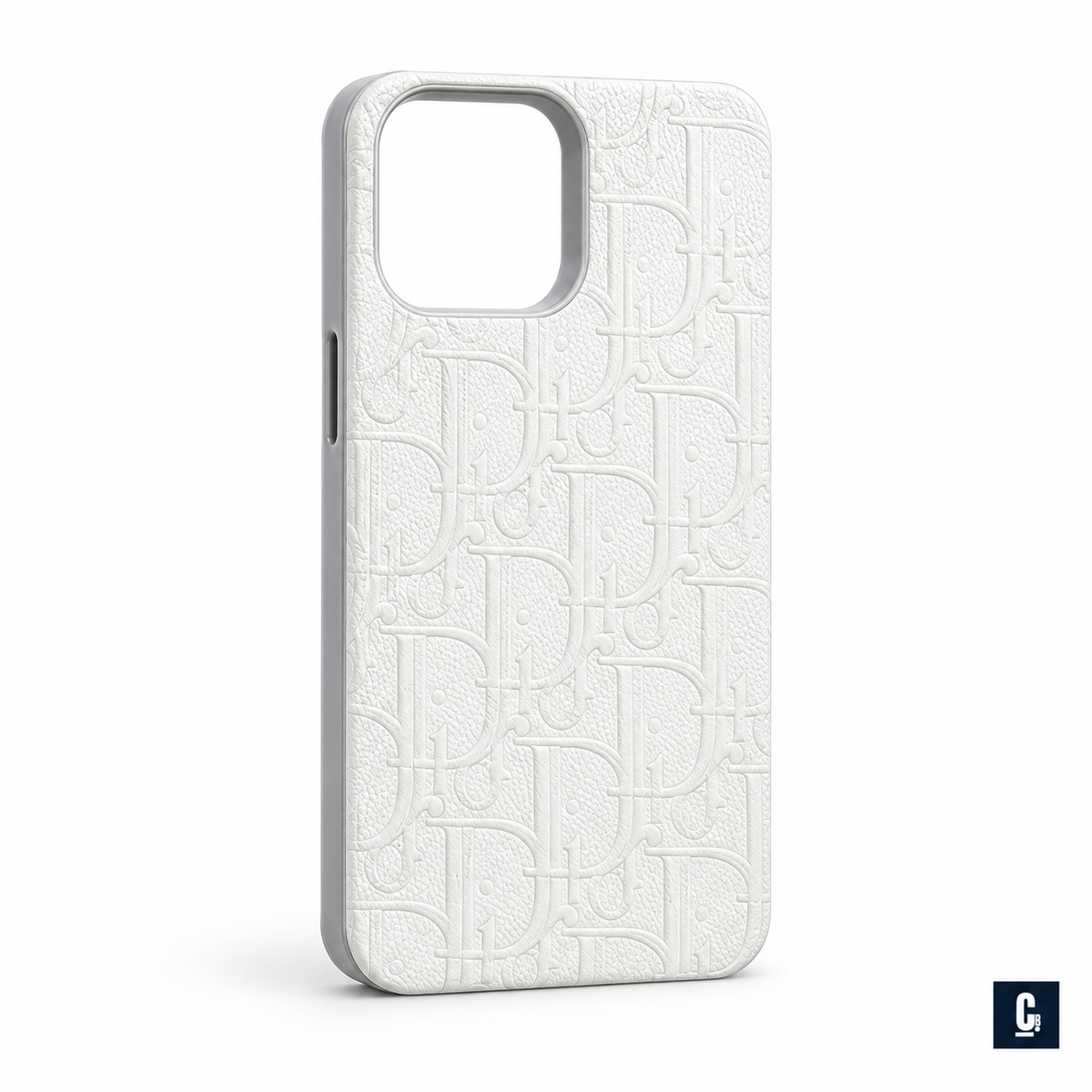 Embossed Oblique Case — White | CB Studio | color=white | view=angle