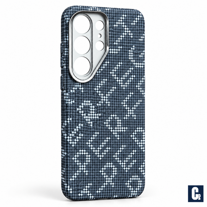 iPefet Texture Print Case — Grey Monogram | CB Studio | color=grey-monogram | view=angle