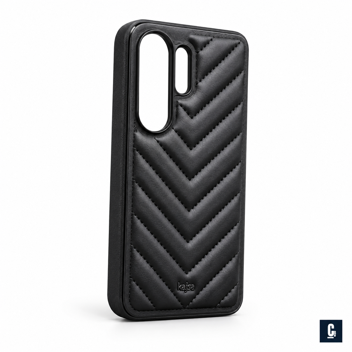 Kajsa Chevron Quilt Case — Black | CB Studio | color=black | view=angle