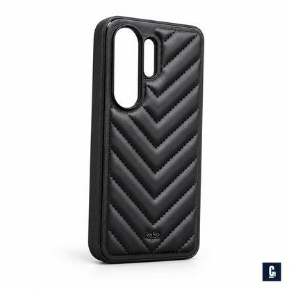 Kajsa Chevron Quilt Case — Black | CB Studio | color=black | view=angle
