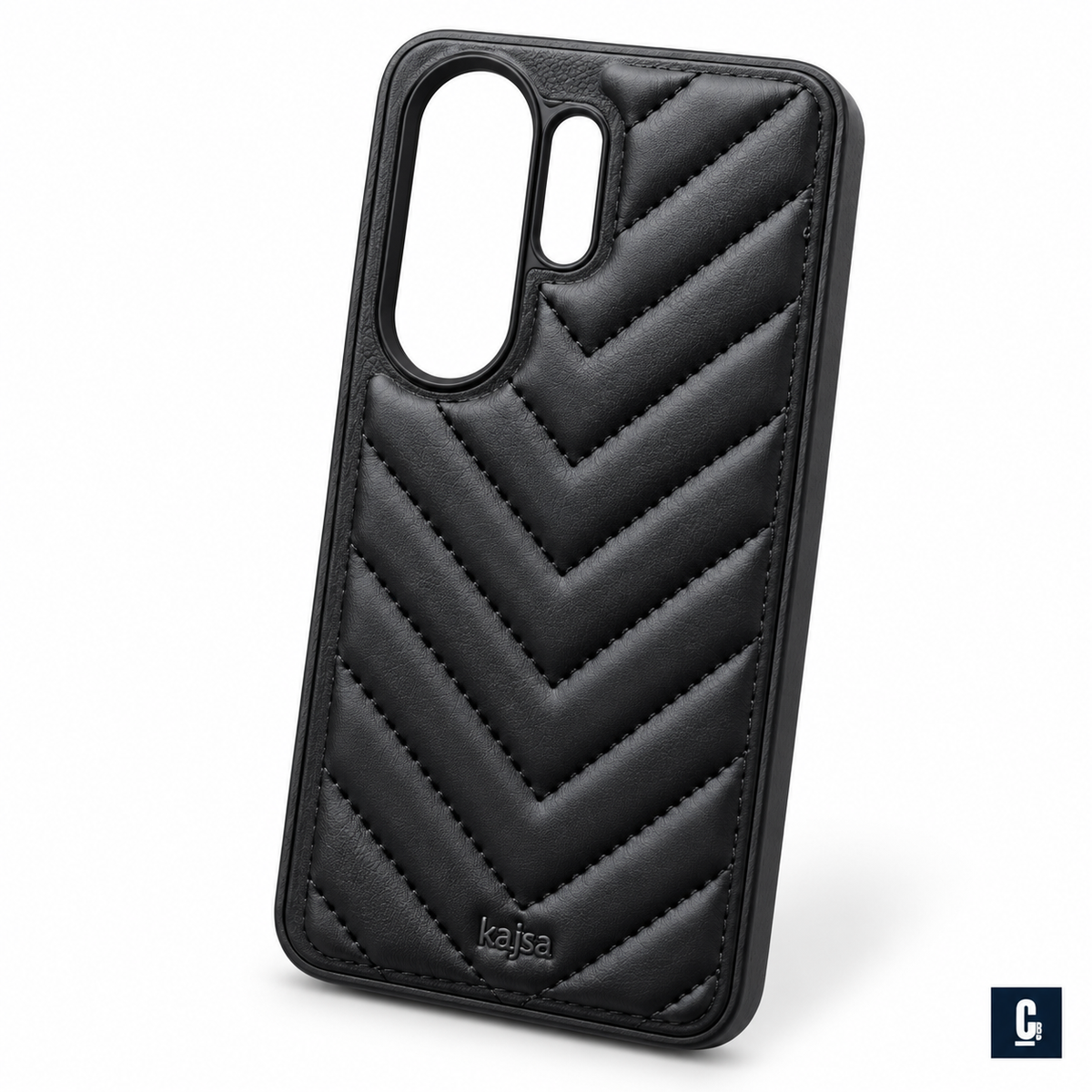 Kajsa Chevron Quilt Case — Black | CB Studio | color=black | view=detail