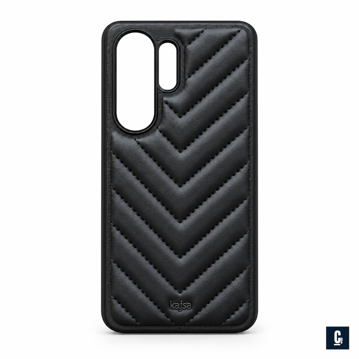 Kajsa Chevron Quilt Case — Black | CB Studio | color=black | view=front