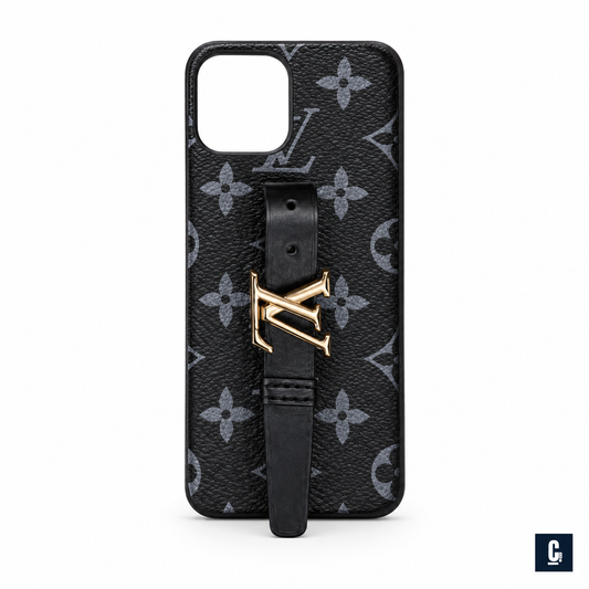 Monogram Grip Strap Case - Black — Black | CB Studio | color=black | view=front